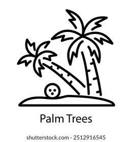 Icono de palmeras de playa en estilo de línea 