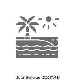 Playa con palmeras, un icono gris.