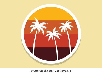 Beach palm trees summer color vibe illustration vector
