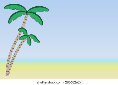 Beach with palm trees for tourist seaside holidays