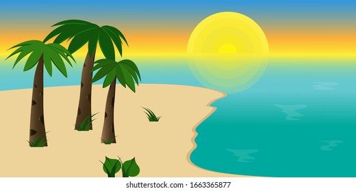Plátanos vacacionales e ilustraciones de vectores del sol