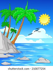 Beach with palm trees/tropical beach