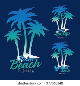  Beach  palm typography, t-shirt graphics, vectors