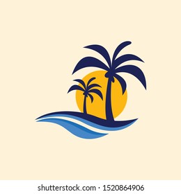 Beach Palm Vacation Illustration Creative Vector Logo