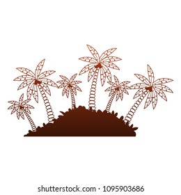 Beach palms with bush red lines