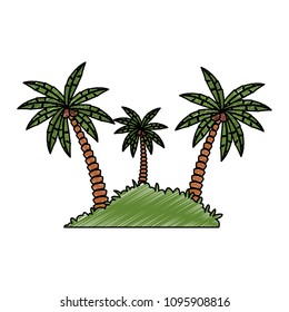 Beach palms with bush scribble