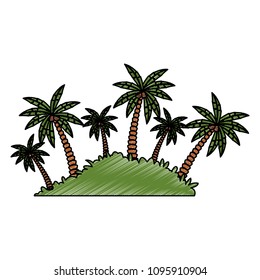 Beach palms with bush scribble