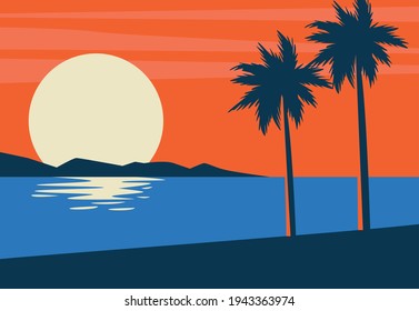 beach and palms flat scene