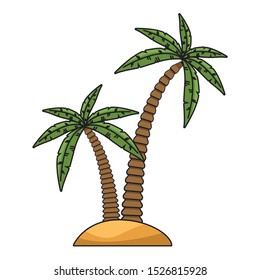 beach palms icon over white background, vector illustration