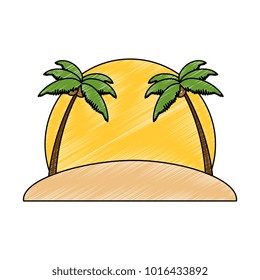 beach with palms scene