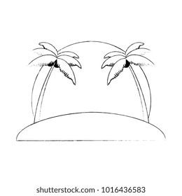 beach with palms scene