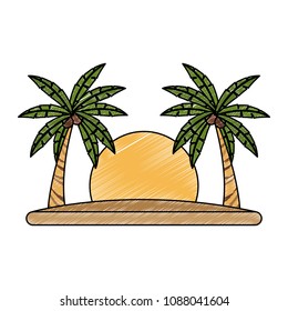 Beach and palms scribble