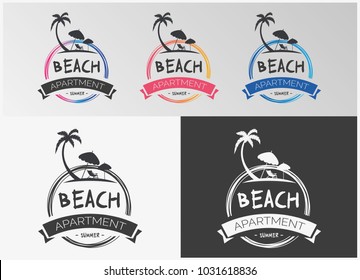 Beach & Palms Summer Vacation Apartment - Vector Logo Template svg