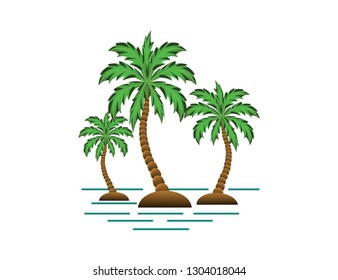beach and palms vector illustration