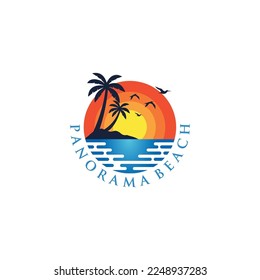 beach panorama logo vector illustration. cool, eye-catching, elegant, modern and colorful
