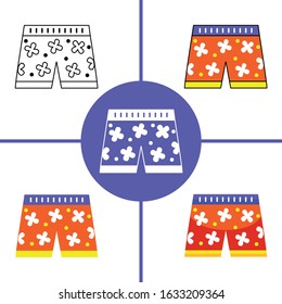 Beach pants element illustration with different design style.