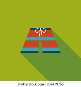Beach pants flat icon with long shadow