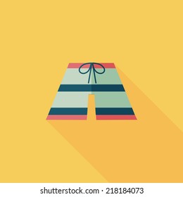 Beach pants flat icon with long shadow