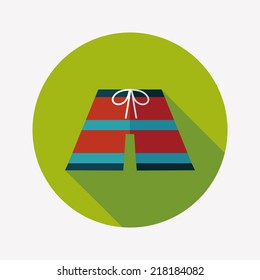 Beach pants flat icon with long shadow