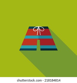 Beach pants flat icon with long shadow