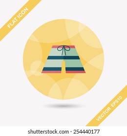 Beach pants flat icon with long shadow