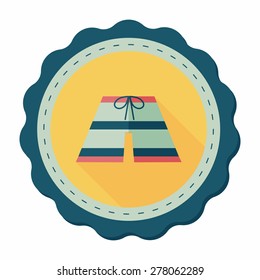 Beach pants flat icon with long shadow