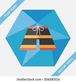 Beach pants flat icon with long shadow