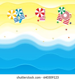 beach paper art style elements of summer holiday.