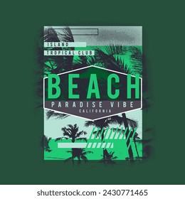 Beach Paradise california typography palm tree summer poster