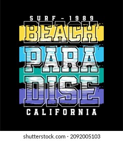 beach paradise california typography vector t shirt graphics print