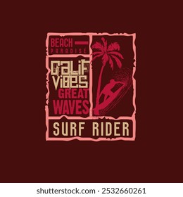 Beach Paradise Great Waves Surfing typography ocean sea graphic tee design