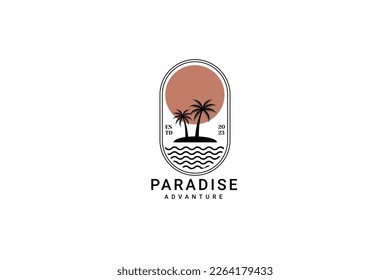 Beach Paradise Logo Vector Icon Illustration