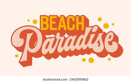 Paraíso de playa, letras de escritura que capturan la esencia de unas tranquilas vacaciones junto al mar. Mercancía temática de vacaciones, afiches de viajes, decoración de casas de playa se puede crear con diseño de tipografía