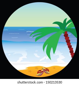 beach paradise with sea star vector illustration