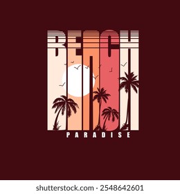 Beach Paradise Summer sunshine palm tree print graphic tee