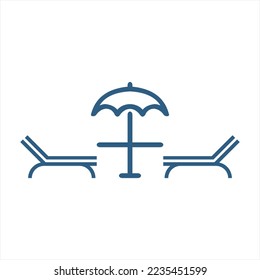 Beach parasol and bench icon design.