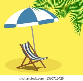 Beach parasol and beach chair