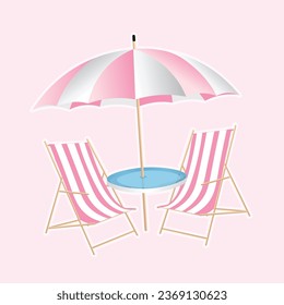 Parasol de playa y vector de silla
