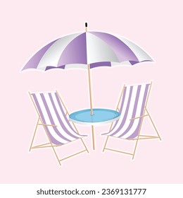 Beach parasol and chair vector