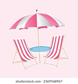 Sonnenschirm und Sessel, Vektorgrafik