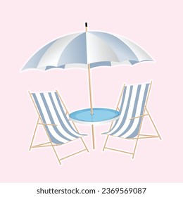 Beach parasol and chair vector