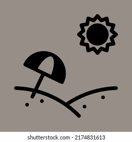 Beach Parasol Icon Or Logo Illustration Vector Graphic With Gray Background. Perfect Use For Ui, Website, Pattern, Design, Etc.