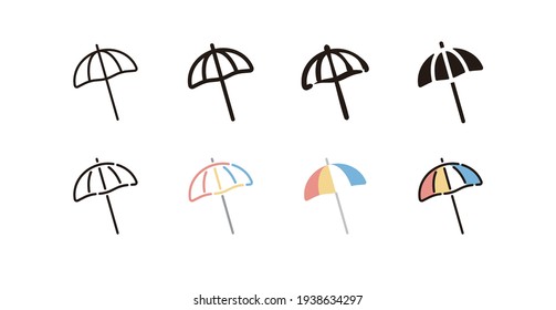 Beach Parasol Icon Set (8 verschiedene Vektorsymbol-Set)