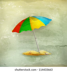 Parasol de playa, vector de estilo antiguo