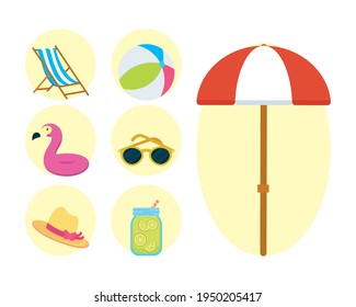 beach parasol and summer set