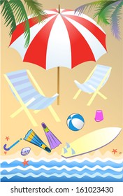 beach parasols and sunny day  