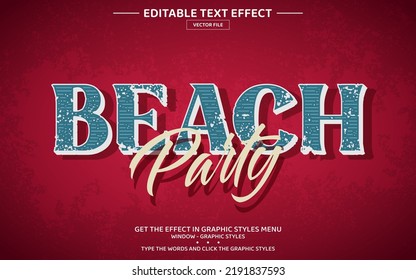 Beach Party 3D Editable Text Effect Template