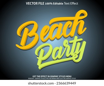 Beach Party 3d text effect and editable text effect