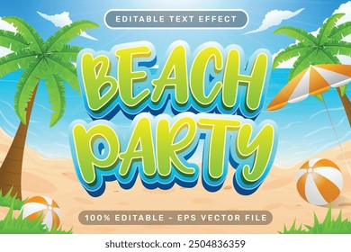 beach party 3d text effect and editable text effect with a beach background