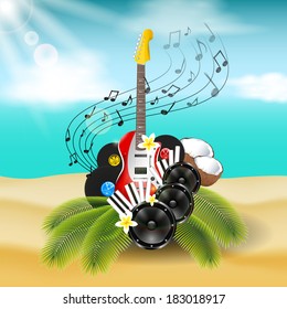 Beach Party Background with instruments